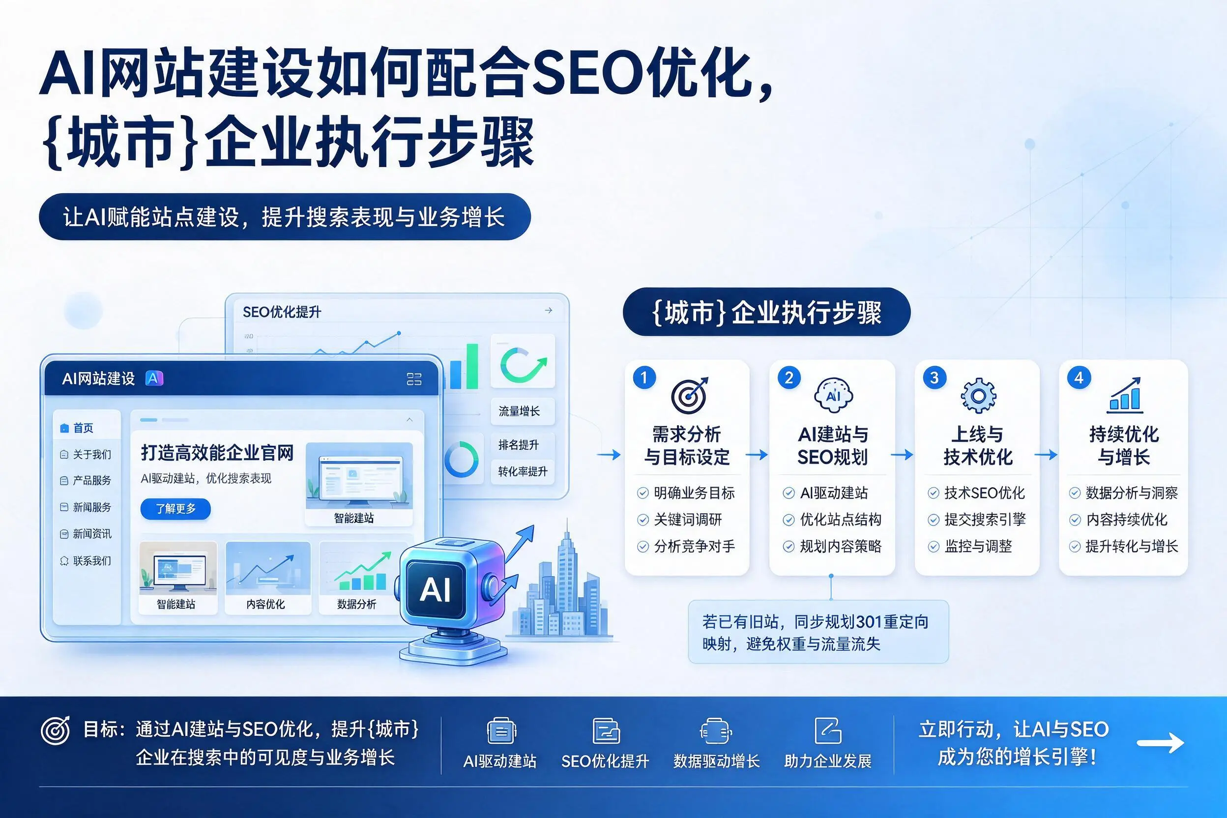 AI网站建设如何配合SEO优化，福州企业执行步骤