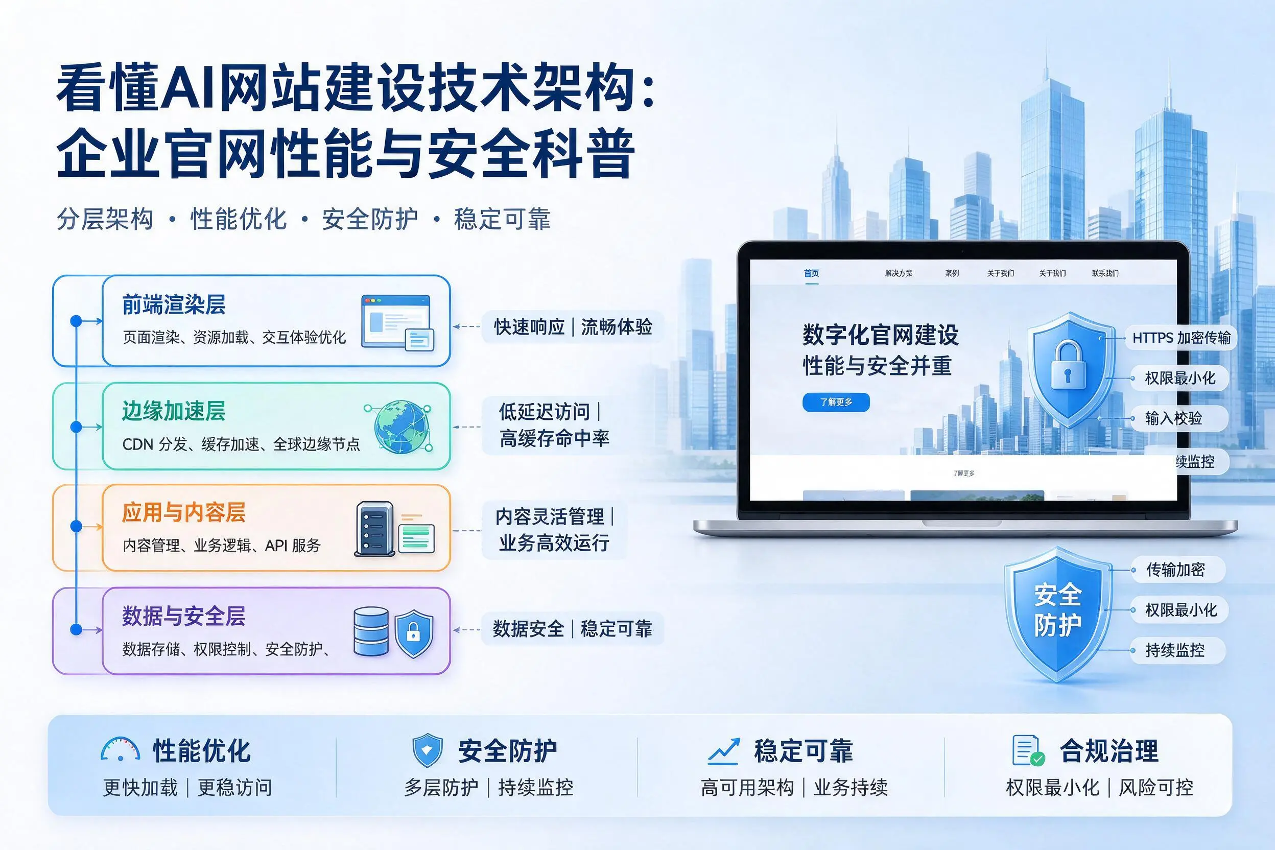 看懂AI网站建设技术架构:福州企业官网性能与安全科普