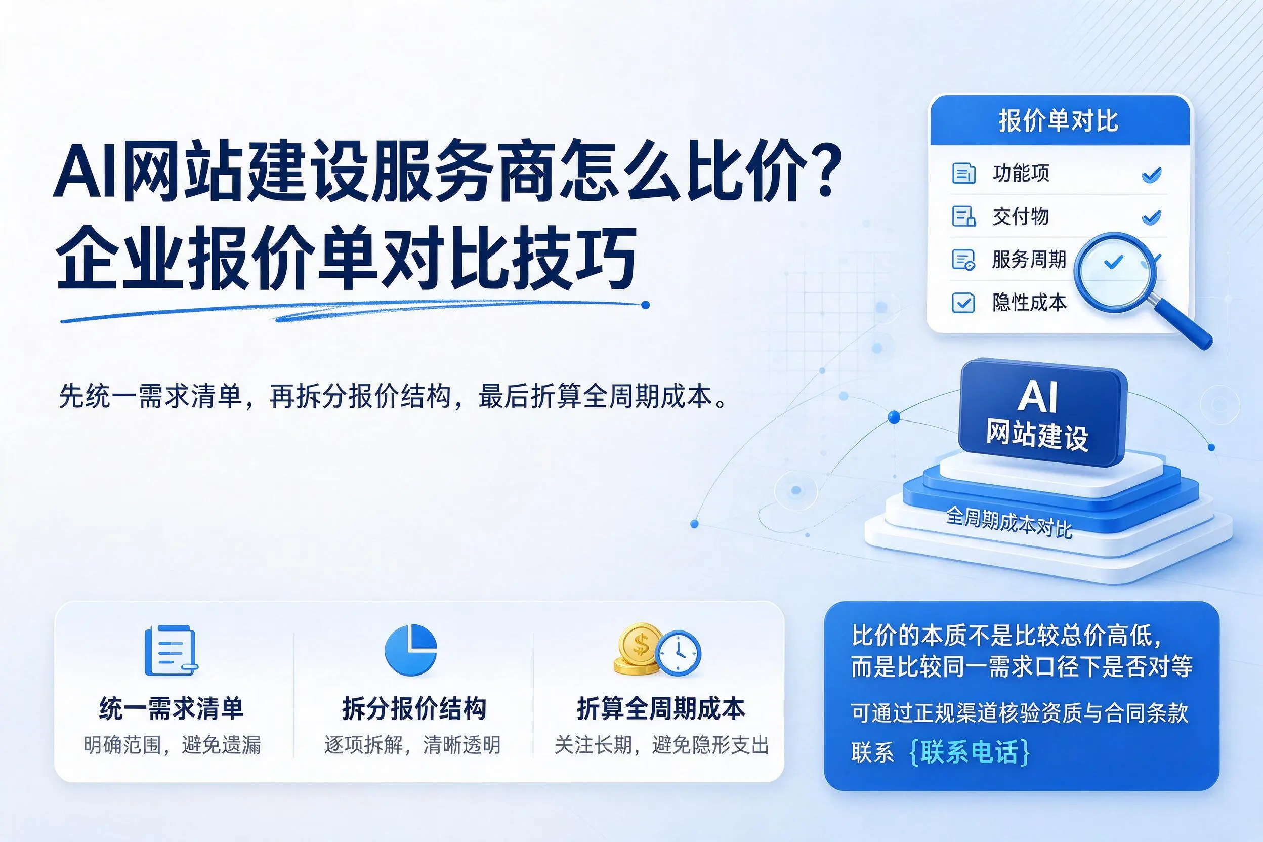 AI网站建设服务商怎么比价?福州企业报价单对比技巧