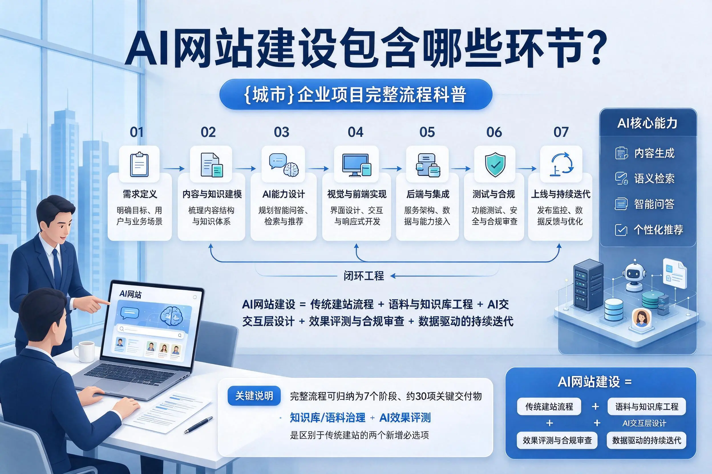 AI网站建设包含哪些环节?福州企业项目完整流程科普