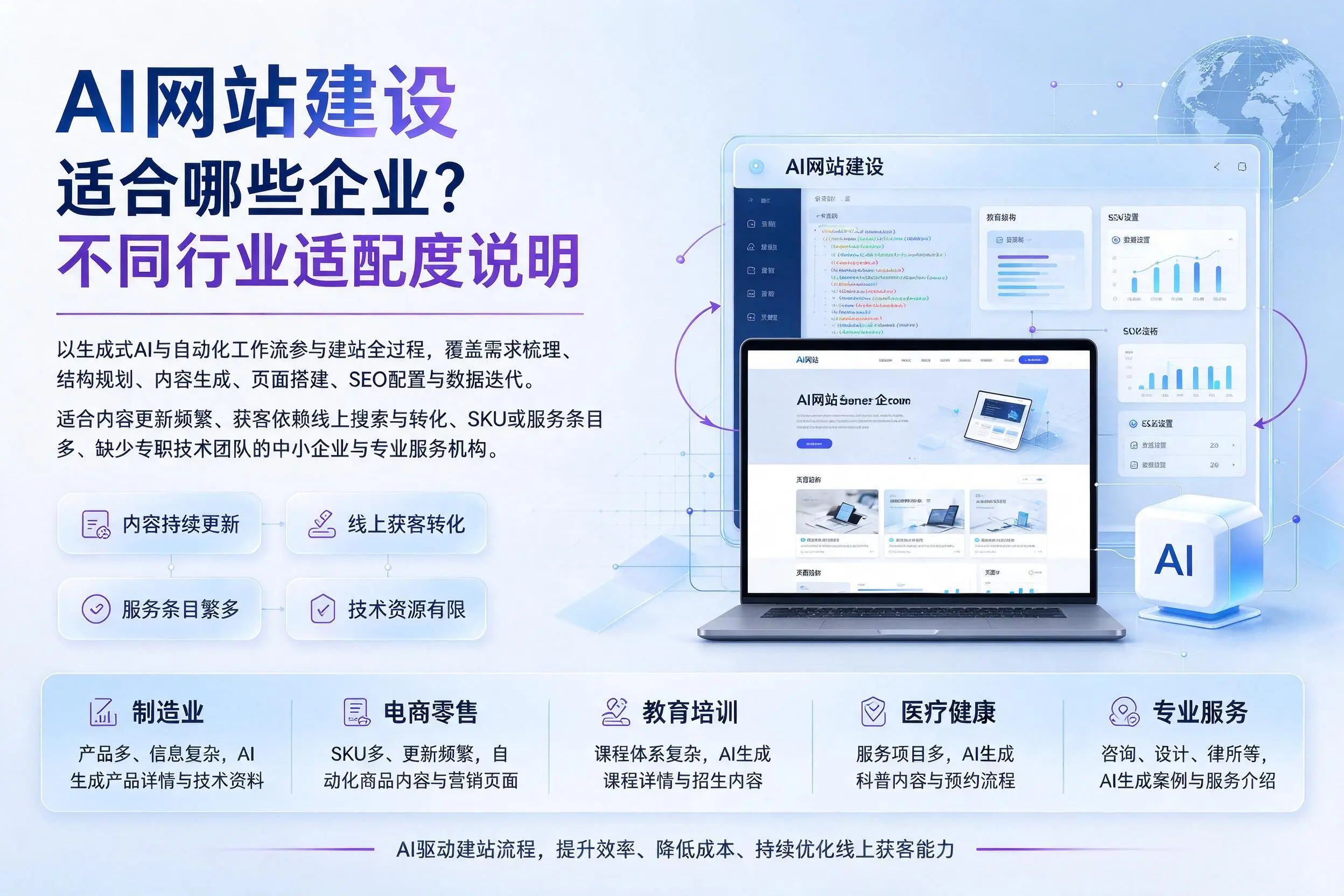 AI网站建设适合哪些企业？福州不同行业适配度说明